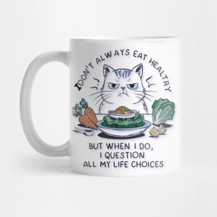 Funny cat eat healthy food Mug